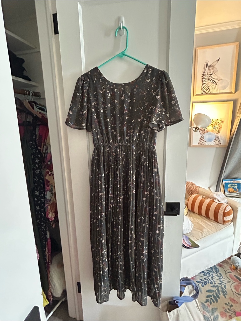 Baltic Born Dark Green/Gray Floral Maxi Dress